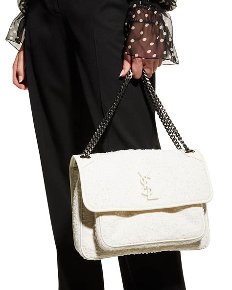 ysl boucle bag|Saint Laurent Niki Medium YSL Boucle Tweed Chain Shoulder Bag.